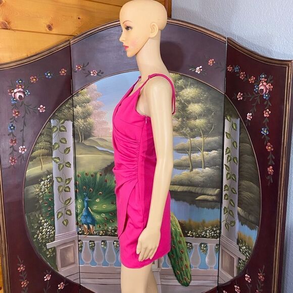 Pink Draped and Ruched Dress Medium - Picture 3 of 4